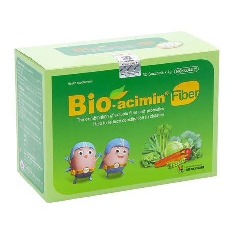 Cốm Bio-Acimin Fiber bổ sung chất sơ hòa tan và men vi sinh, giảm táo bón (Hộp 30 gói)