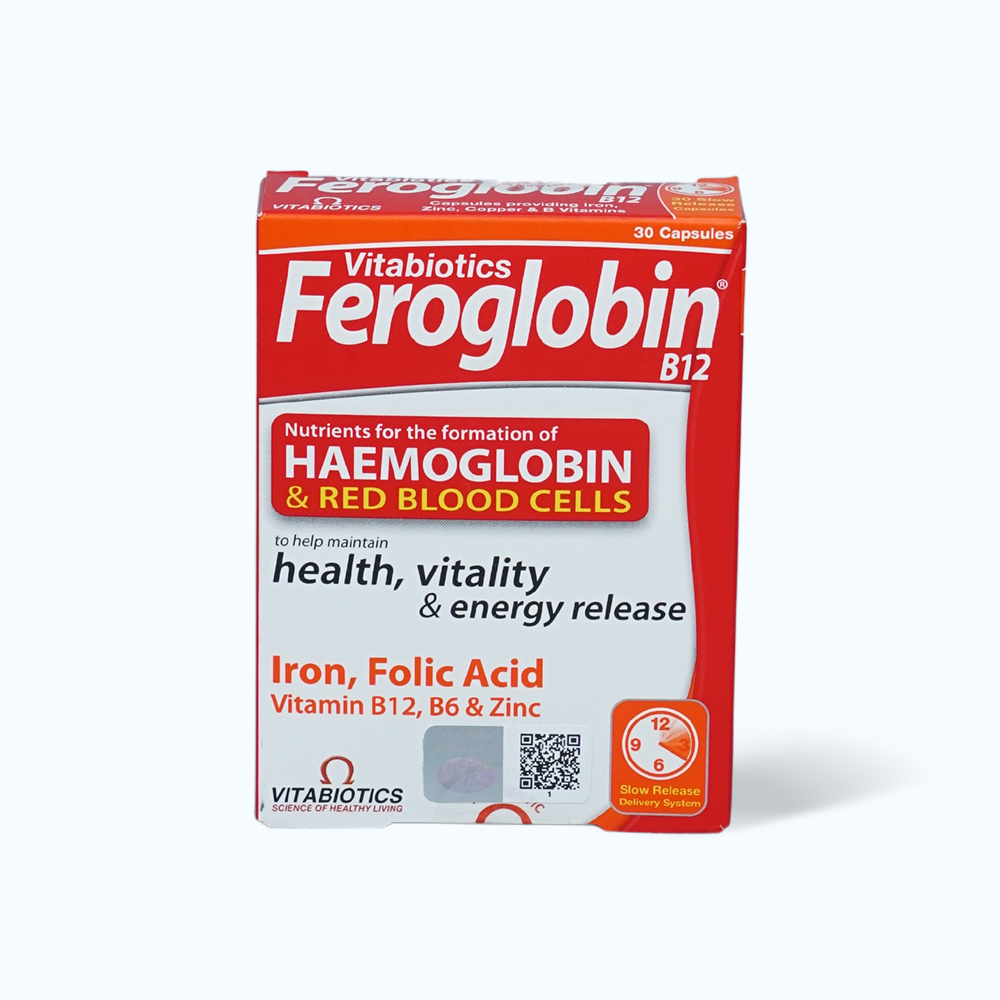 Viên uống Feroglobin B12 Vitabiotics hỗ trợ tăng khả năng tạo máu, tăng cường sức khỏe (Hộp 30 viên)