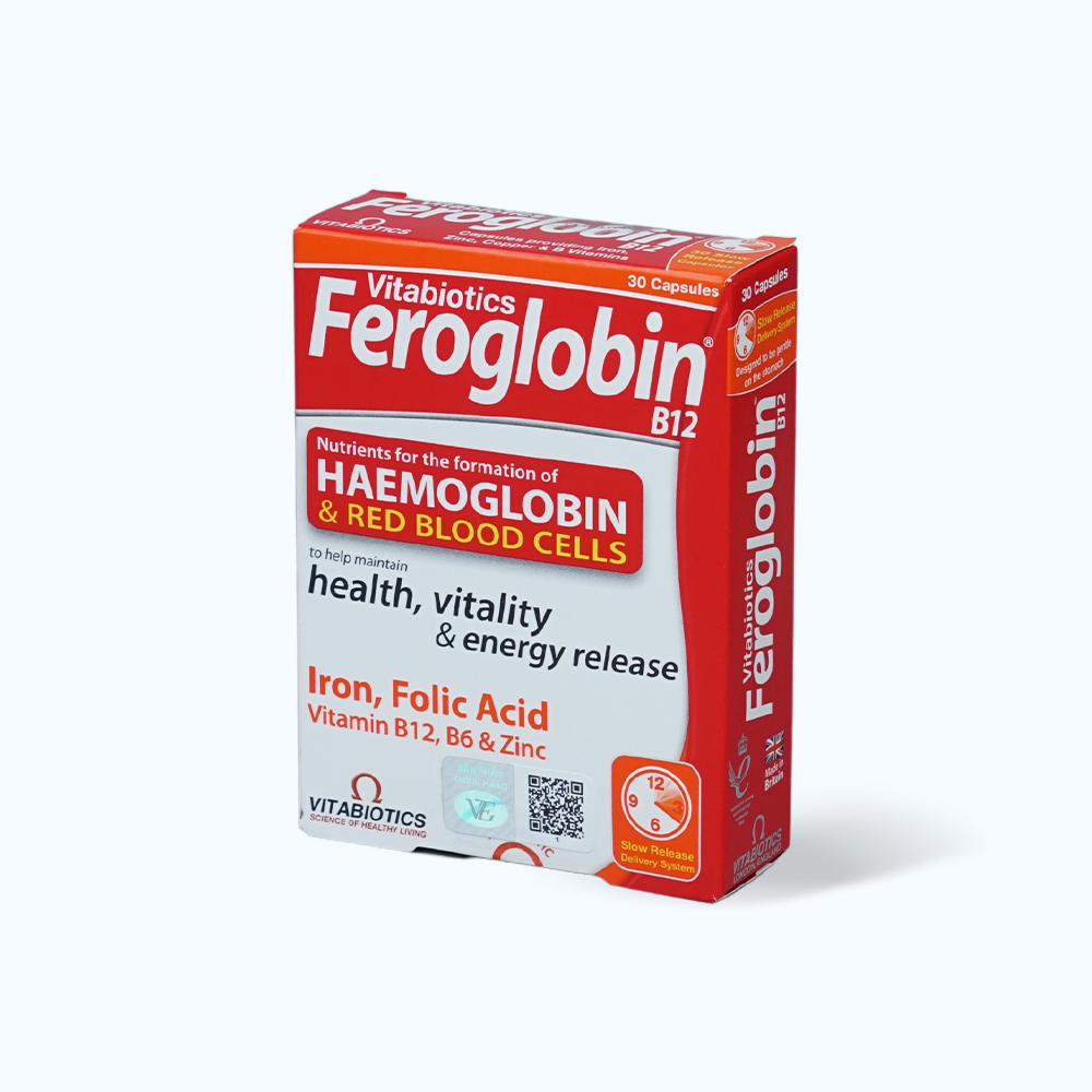 Viên uống Feroglobin B12 Vitabiotics hỗ trợ tăng khả năng tạo máu, tăng cường sức khỏe (Hộp 30 viên)