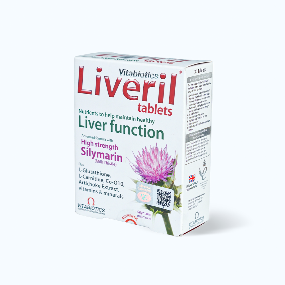 Viên uống Vitabiotics Liveril hỗ trợ bảo vệ gan (Hộp 30 viên)