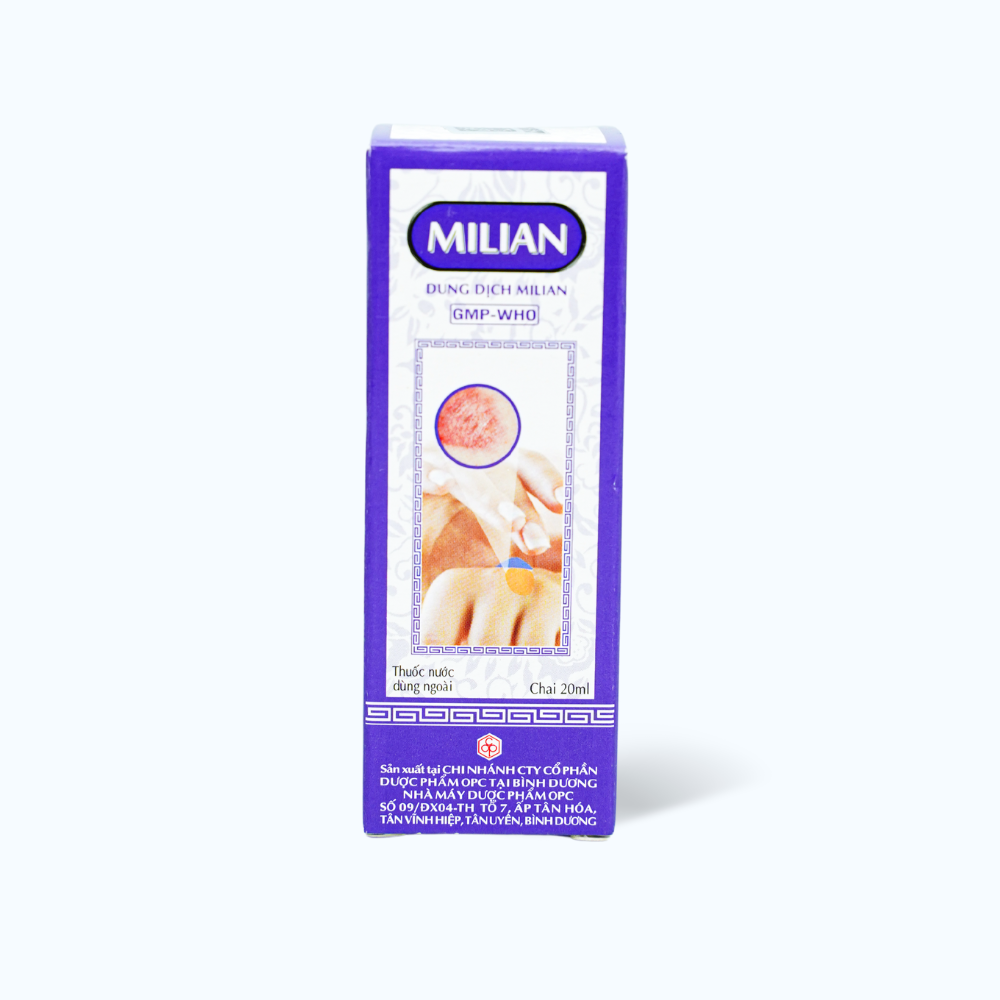 Dung dịch dùng ngoài Milian trị bệnh ngoài da như herpes simplex, chốc đầu, viêm da (chai 20ml)