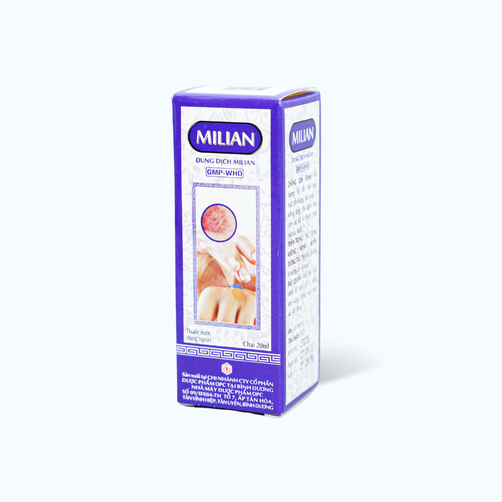 Dung dịch dùng ngoài Milian trị bệnh ngoài da như herpes simplex, chốc đầu, viêm da (chai 20ml)