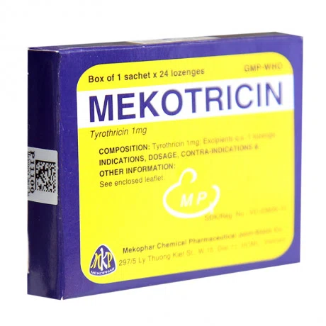 Viên ngậm Mekotricin 1mg điều trị tại chỗ nhiễm khuẩn niêm mạc miệng, họng (hộp 24 viên)