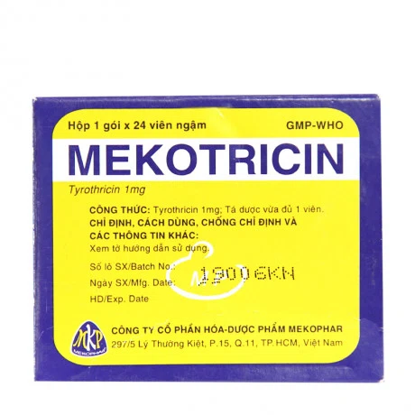 Viên ngậm Mekotricin 1mg điều trị tại chỗ nhiễm khuẩn niêm mạc miệng, họng (hộp 24 viên)