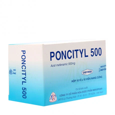 Viên nang Poncityl 500mg giảm đau nửa đầu, đau cơ, chấn thương (10 vỉ x 10 viên)