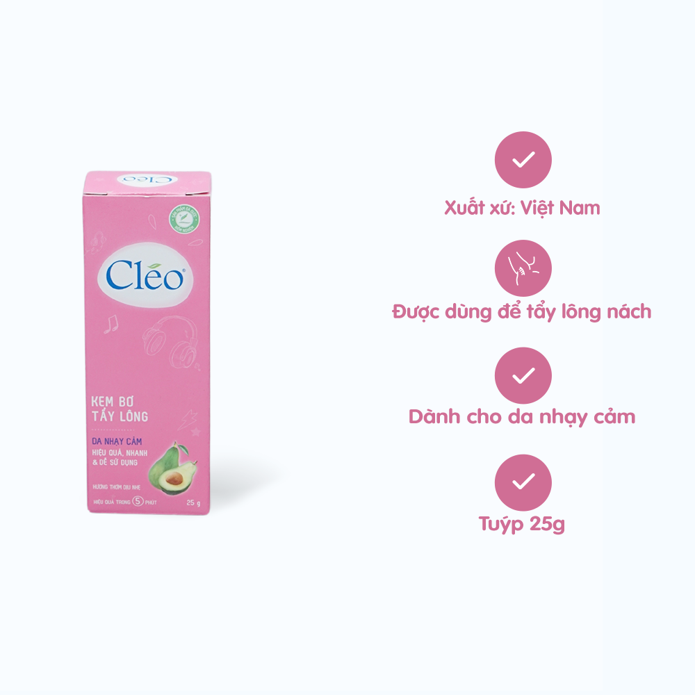 Kem tẩy lông cho da nhạy cảm Cléo Hair Removal Cream Sensitive Skin (Tuýp 25g)