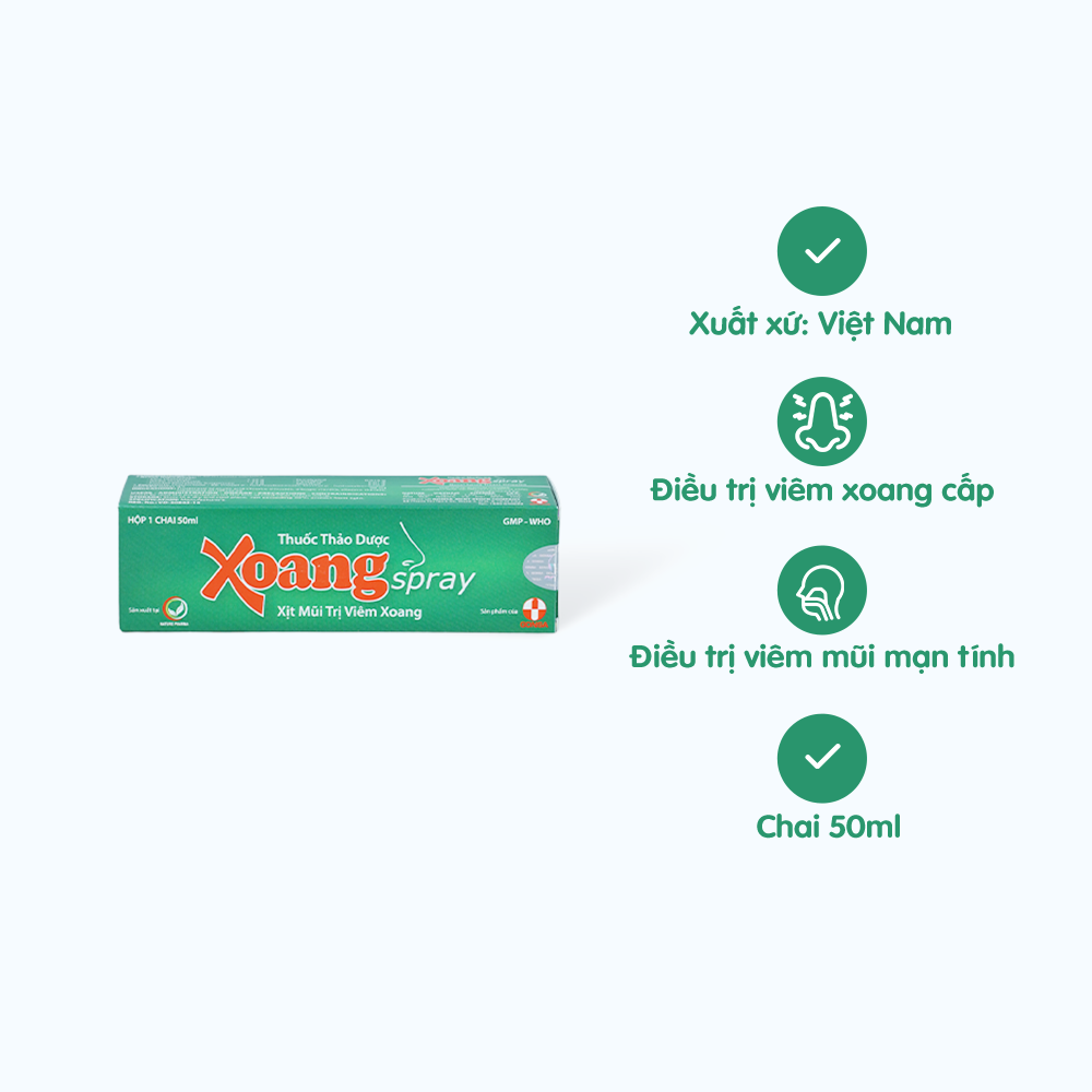 Thuốc xịt mũi XoangSpray trị viêm xoang cấp và mạn tính, viêm mũi dị ứng (chai 50ml)