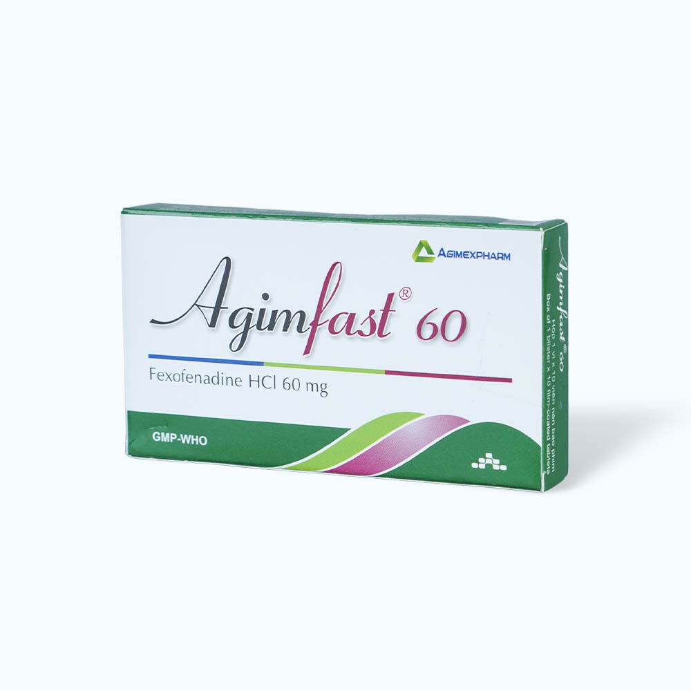 Viên nén Agimfast 60mg điều trị triệu chứng viêm mũi dị ứng (1 vỉ x 10 viên)