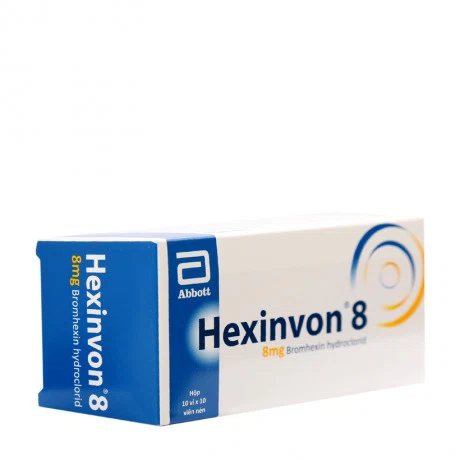 Viên nén Hexinvon 8mg tiêu nhầy, loãng đàm, giảm ho (10 vỉ x 10 viên)