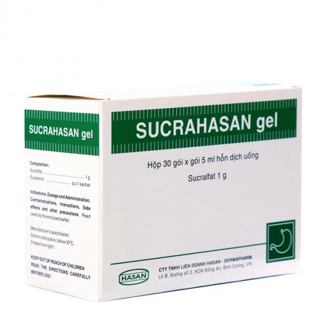 Hỗn dịch uống Sucrahasan trị viêm loét dạ dày, tá tràng trào ngược dạ dày thực quản (30 gói x 5ml)