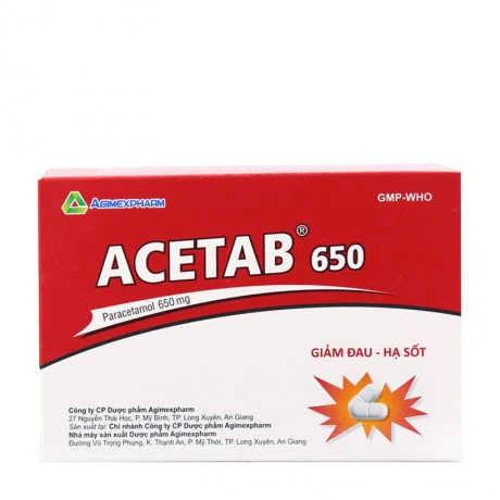 Viên nén Acetab 650mg điều trị các triệu chứng đau đầu và sốt (10 vỉ x 10 viên)