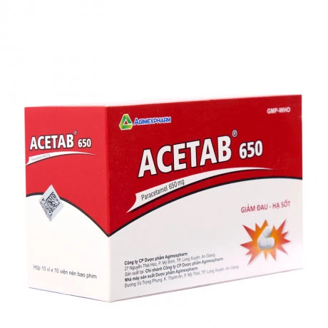 Viên nén Acetab 650mg điều trị các triệu chứng đau đầu và sốt (10 vỉ x 10 viên)