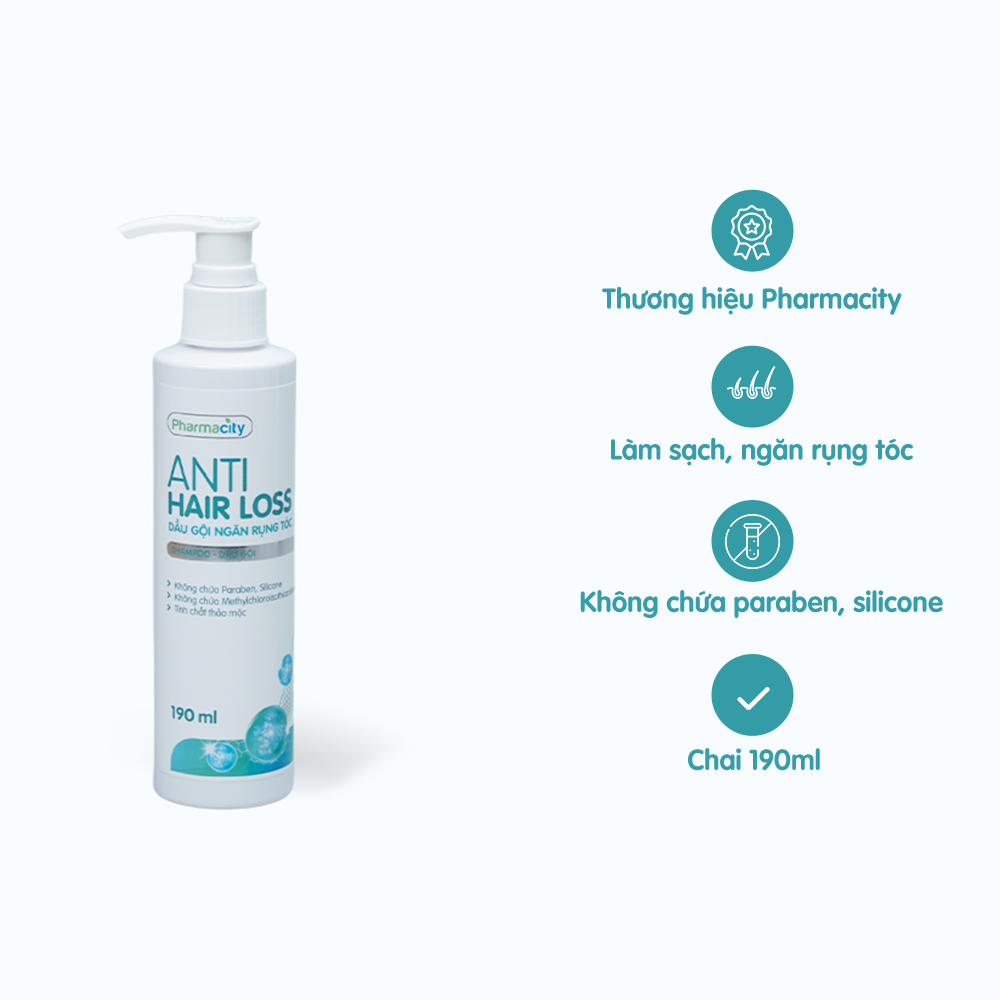 Dầu gội ngăn rụng tóc Pharmacity Anti Hair Loss Shampoo (Chai 190ml)