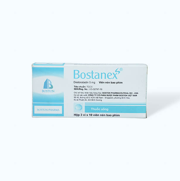 Viên nén Bostanex 5mg giảm triệu chứng viêm mũi dị ứng, nổi mày đay (3 vỉ x 10 viên)