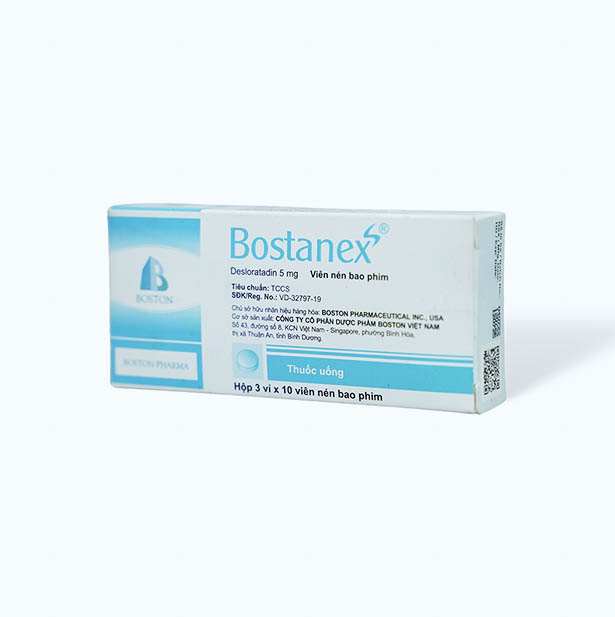 Viên nén Bostanex 5mg giảm triệu chứng viêm mũi dị ứng, nổi mày đay (3 vỉ x 10 viên)