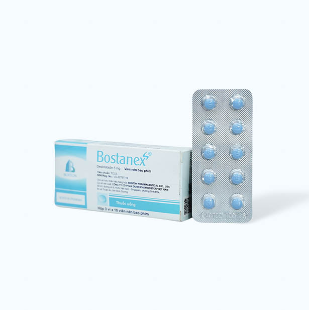 Viên nén Bostanex 5mg giảm triệu chứng viêm mũi dị ứng, nổi mày đay (3 vỉ x 10 viên)