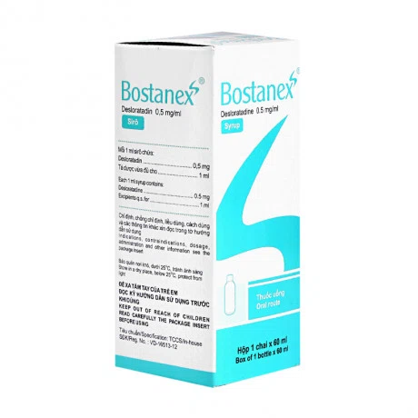 Siro Bostanex 0,5mg/ml trị viêm mũi dị ứng, mày đay, ngứa (chai 60ml)