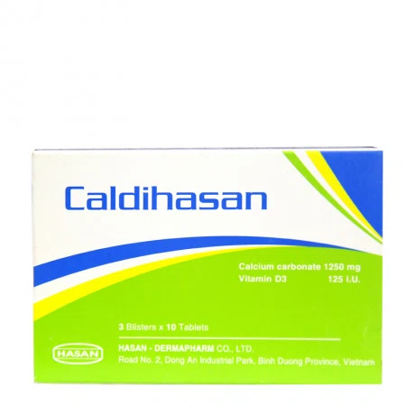 Viên nén Caldihasan phòng và điều trị thiếu hụt vitamin D và Calci (3 vỉ x 10 viên)