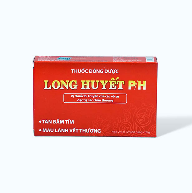 Viên nang Long Huyết P/H điều trị sưng đau, bầm tím, phù nề, chấn thương do va đập (2 vỉ x 12 viên)