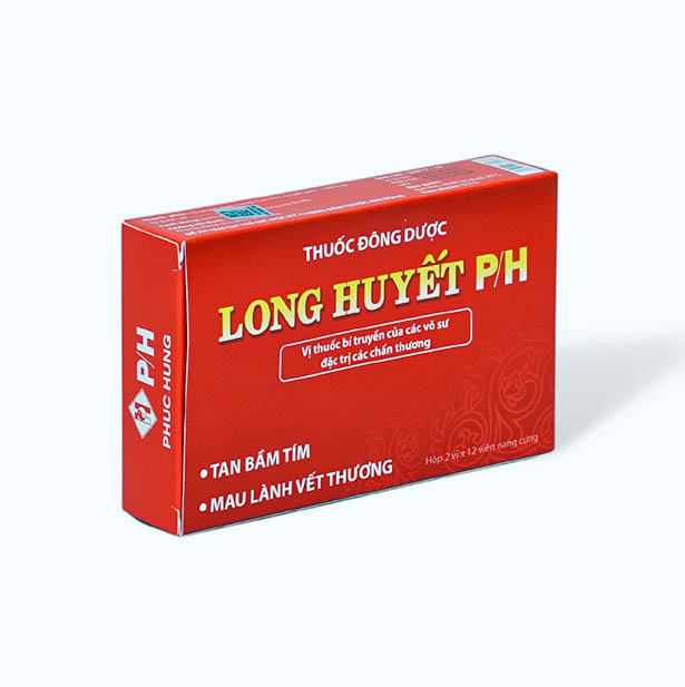 Viên nang Long Huyết P/H điều trị sưng đau, bầm tím, phù nề, chấn thương do va đập (2 vỉ x 12 viên)