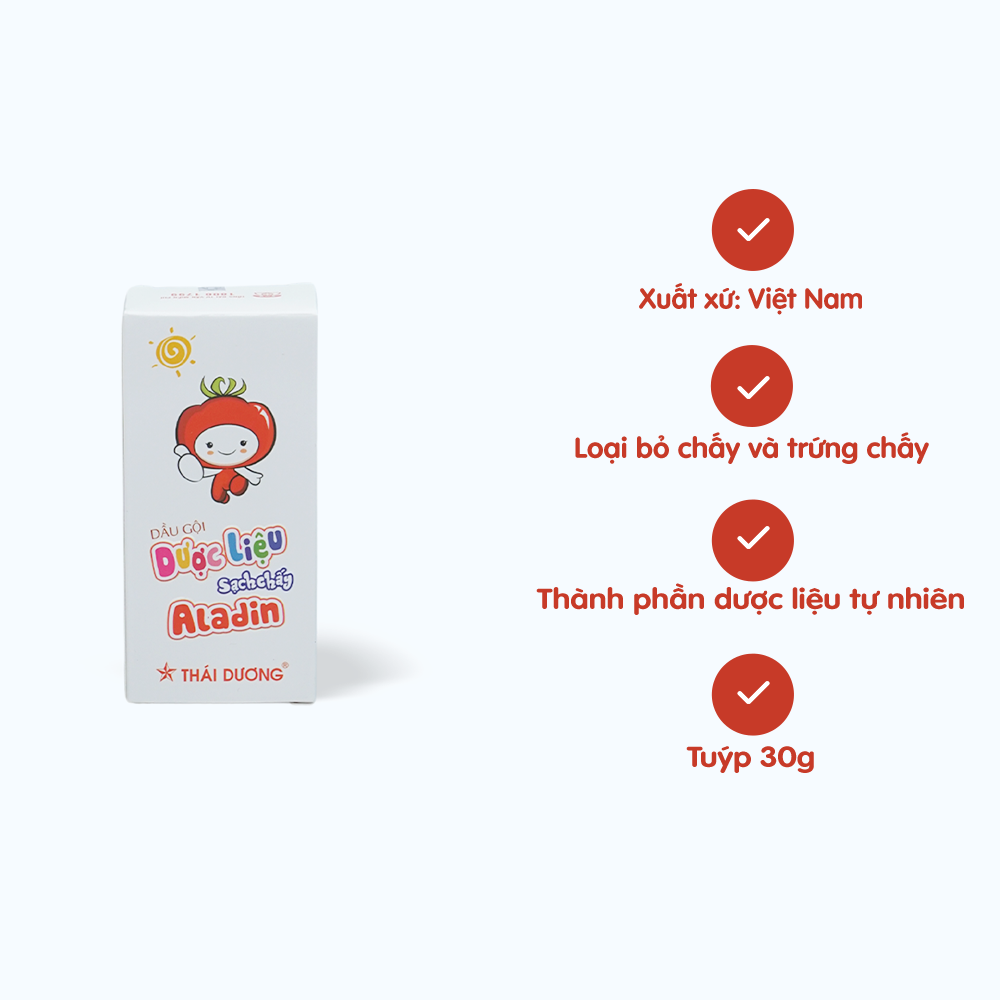 Dầu gội dược liệu làm sạch chấy cho bé Aladin Thái Dương (30g)