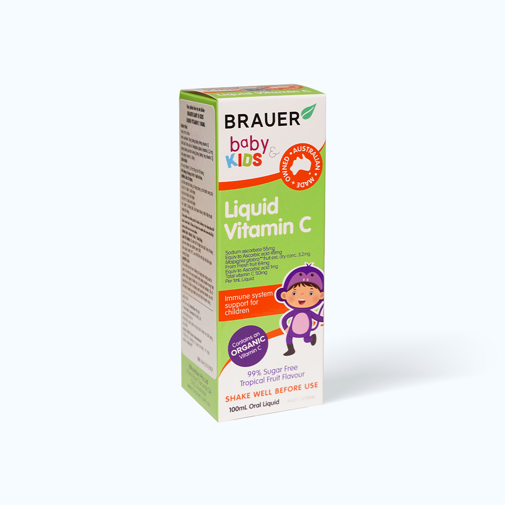 Siro BRAUER Baby Kids Liquid bổ sung vitamin C, tăng cường sức đề kháng cho cơ thể cho trẻ từ 1 tuổi (100ml)