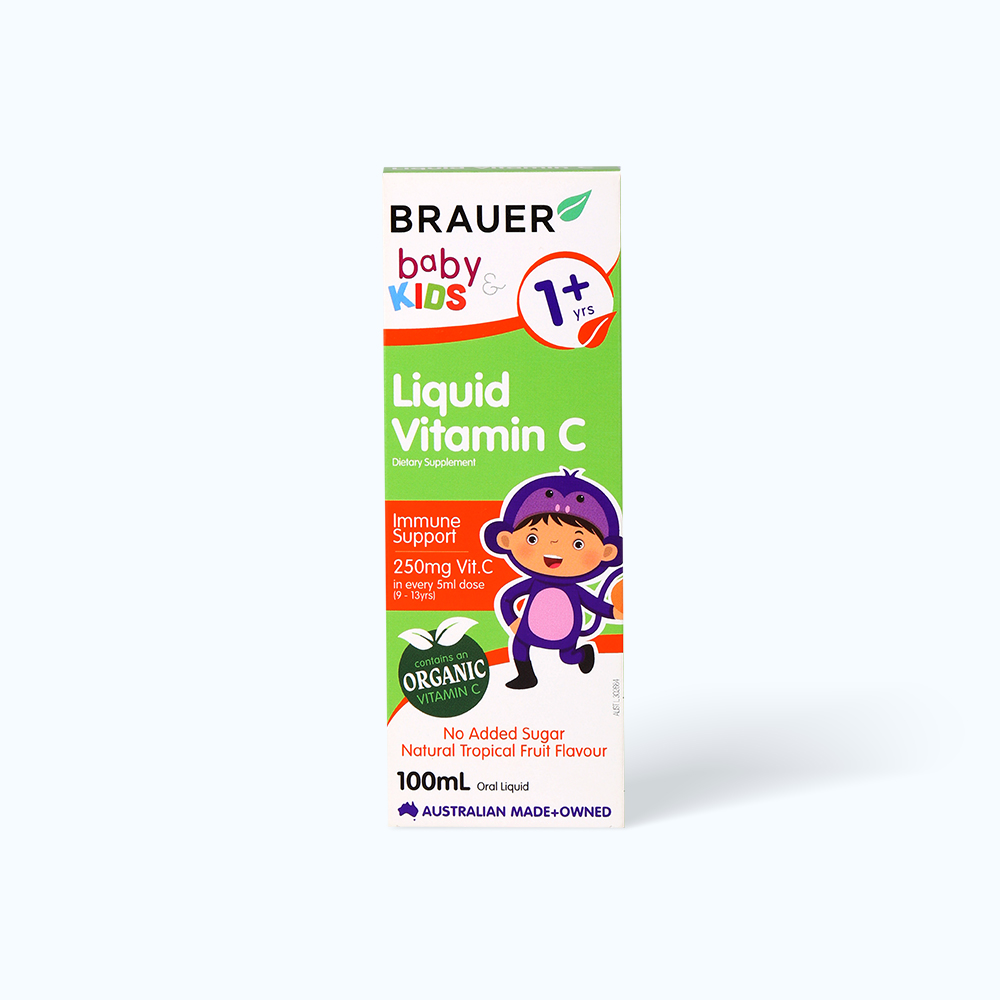 Siro BRAUER Baby Kids Liquid bổ sung vitamin C, tăng cường đề kháng cho trẻ từ 1 tuổi (100ml)