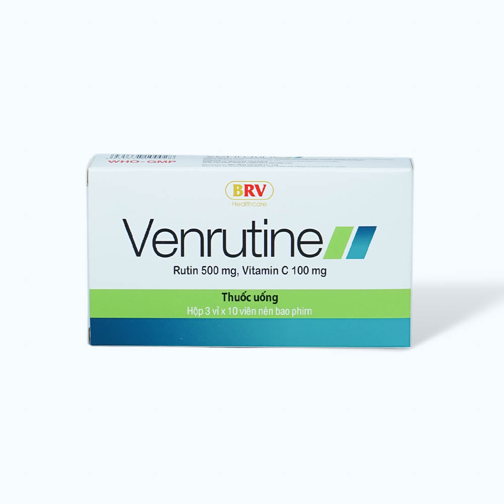 Viên nén Venrutine 500mg/100mg trị suy tĩnh mạch, trĩ cấp tính, xuất huyết dưới da (3 vỉ x 10 viên)