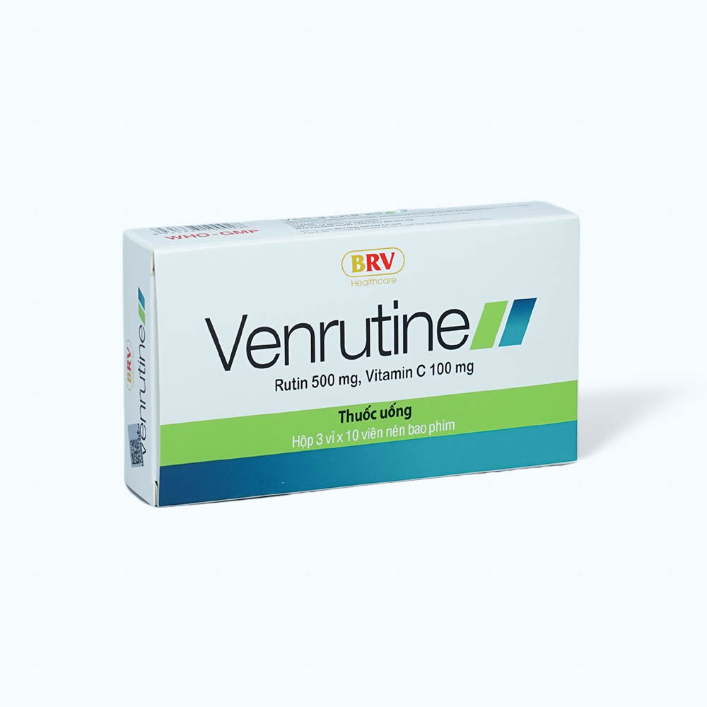 Viên nén Venrutine 500mg/100mg trị suy tĩnh mạch, trĩ cấp tính, xuất huyết dưới da (3 vỉ x 10 viên)