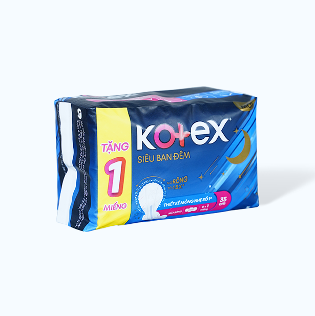 Băng vệ sinh siêu ban đêm có cánh 35cm Kotex (8 miếng/gói)