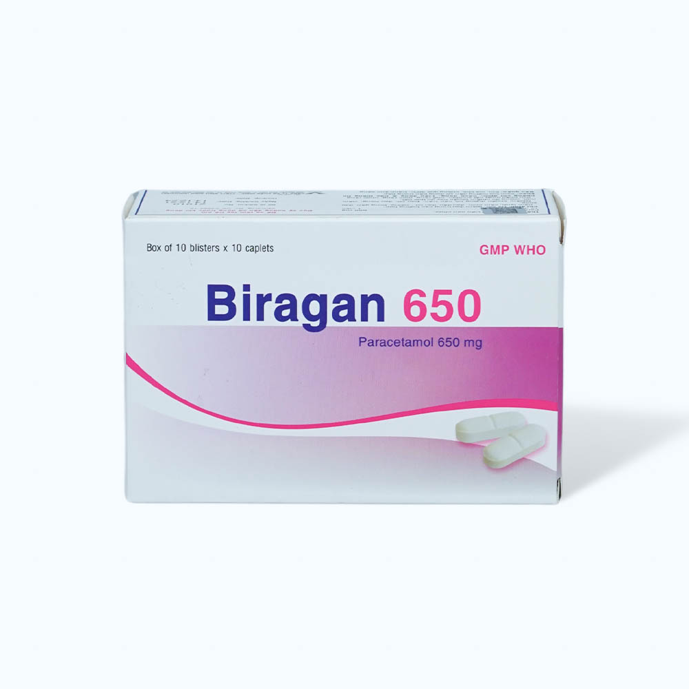 Thuốc Biragan 650mg giảm đau từ nhẹ đến vừa và hạ sốt (10 vỉ x 10 viên)