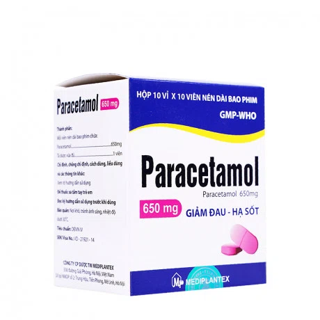 Viên nén Paracetamol 650mg Mediplantex giảm đau từ nhẹ đến vừa và hạ sốt (10 vỉ x 10 viên)