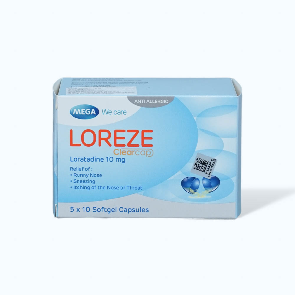 Viên nang Loreze 10mg trị viêm mũi dị ứng, mày đay, ngứa (5 vỉ x 10 viên)