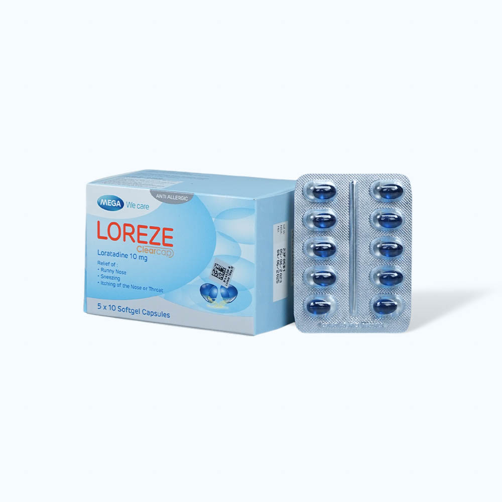 Viên nang Loreze 10mg trị viêm mũi dị ứng, mày đay, ngứa (5 vỉ x 10 viên)