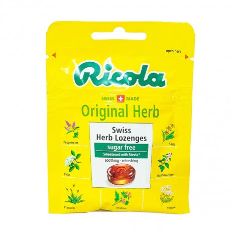 Kẹo ngậm thảo mộc RICOLA không đường hỗ trợ giảm ho, thông cổ mát họng nguyên bản (17.5g)