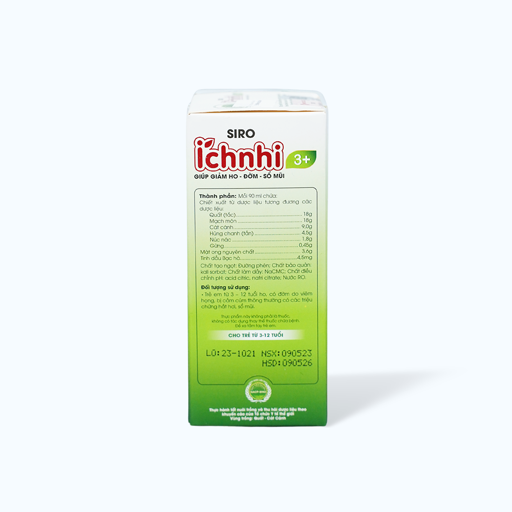 Siro Ích Nhi 3+ hỗ trợ giảm ho, long đờm (Chai 90ml)