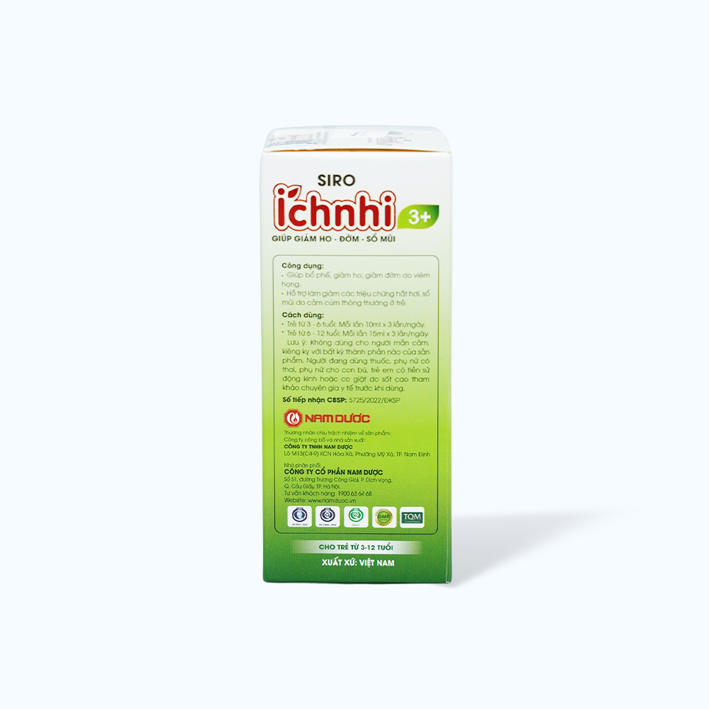 Siro Ích Nhi 3+ hỗ trợ giảm ho, long đờm (Chai 90ml)