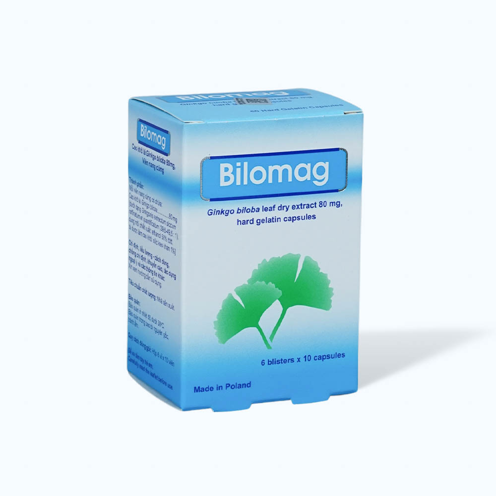 Viên nang Bilomag 80mg điều trị rối loạn tuần hoàn não và ngoại biên (6 vỉ x 10 viên)