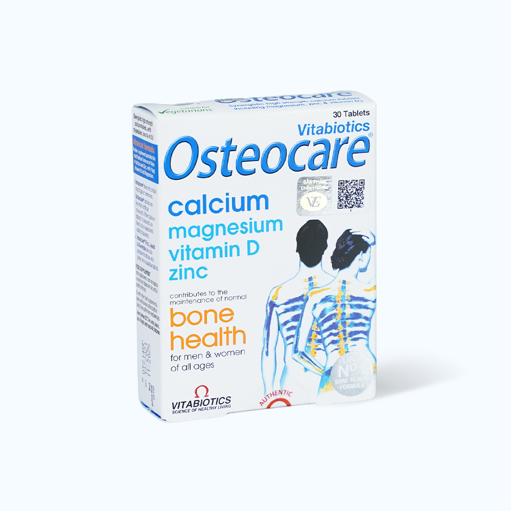 Viên uống Vitabiotics Osteocare hỗ trợ xương khớp, bổ sung canxi cho xương (Hộp 30 viên)