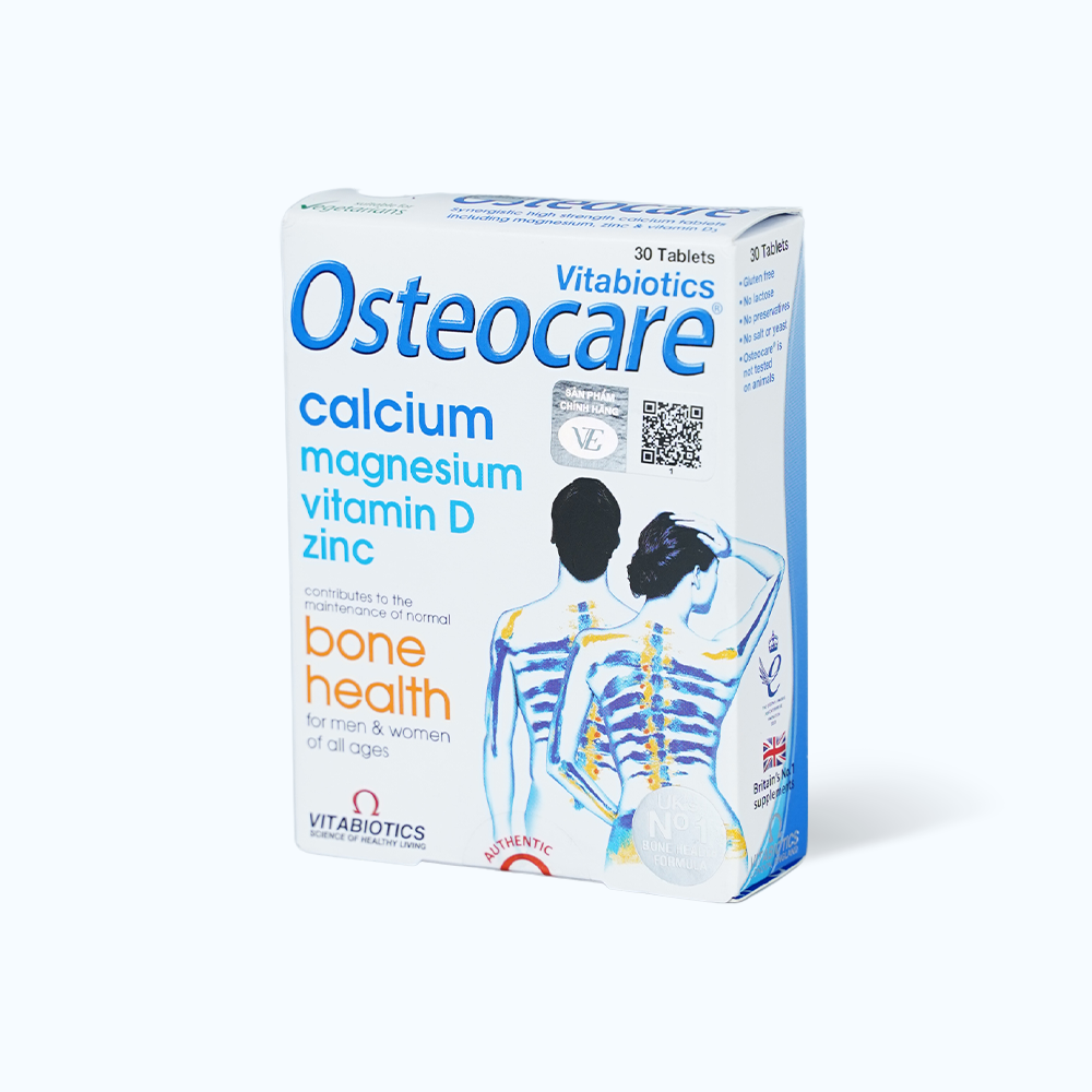 Viên uống Vitabiotics Osteocare hỗ trợ xương khớp, bổ sung canxi cho xương (Hộp 30 viên)