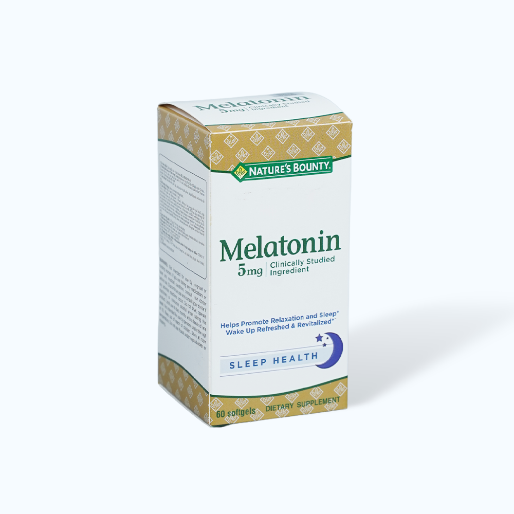 Viên uống Natures Bounty Melatonin hỗ trợ điều hòa giấc ngủ, giảm căng thẳng(Hộp 60 viên)