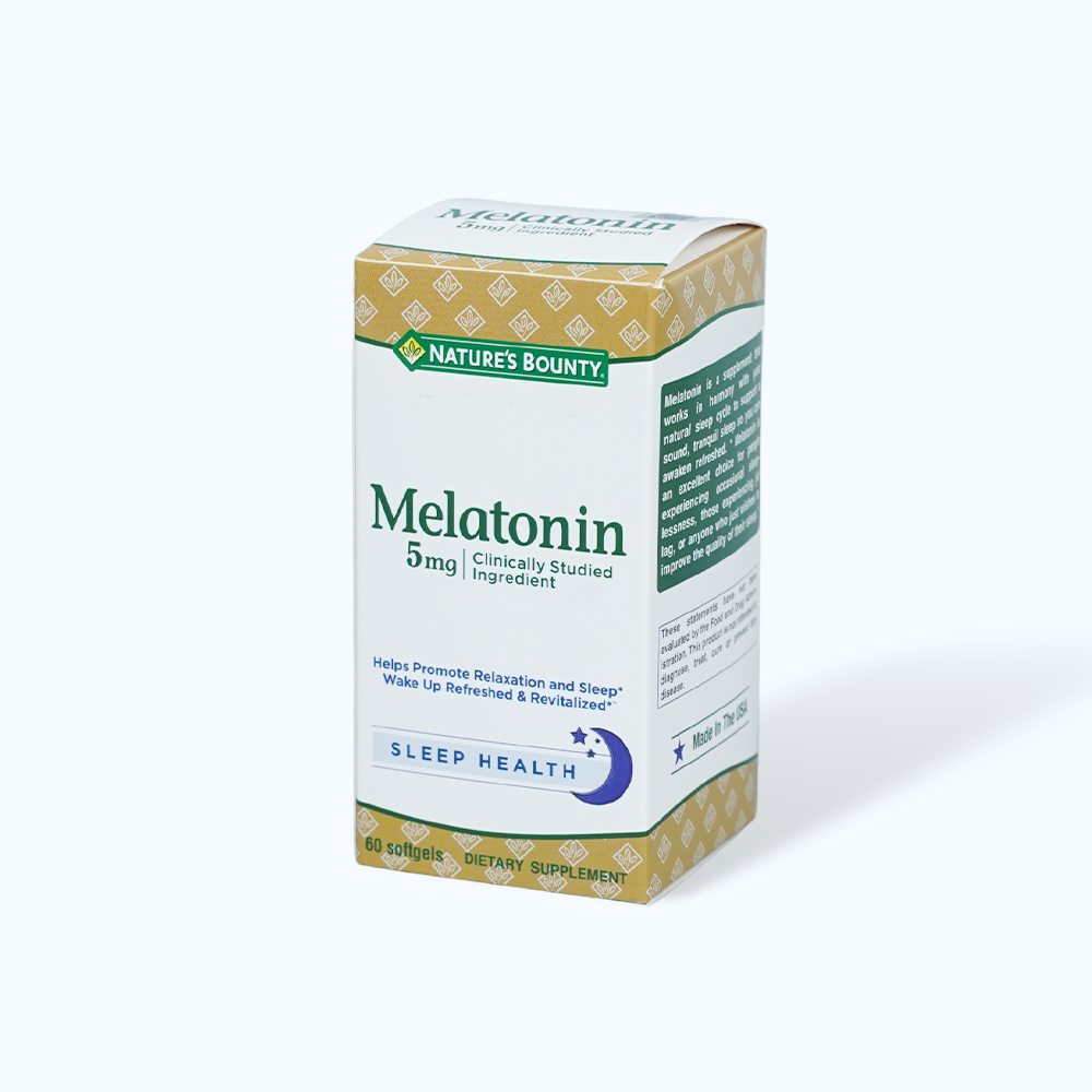 Viên uống Natures Bounty Melatonin hỗ trợ điều hòa giấc ngủ, giảm căng thẳng(Hộp 60 viên)