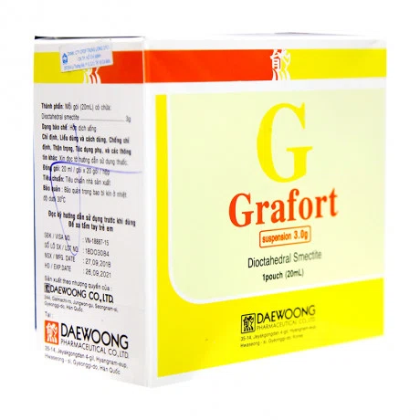 Hỗn dịch uống Grafort 3g điều trị rối loạn tiêu hóa, ăn không tiêu, tiêu chảy (20 gói x 20ml)