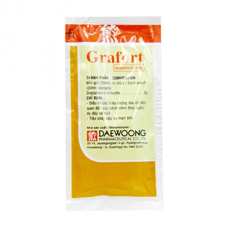 Hỗn dịch uống Grafort 3g điều trị rối loạn tiêu hóa, ăn không tiêu, tiêu chảy (20 gói x 20ml)