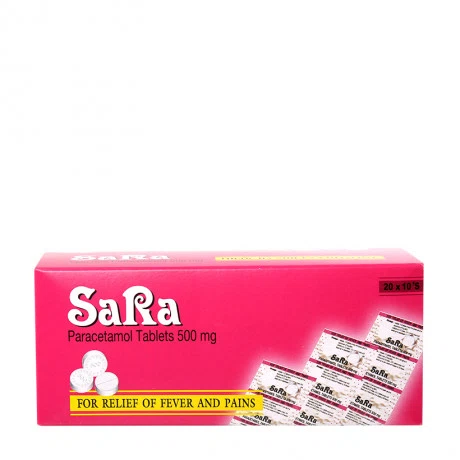 Viên nén Sara 500mg điều trị các chứng đau và sốt từ nhẹ đến vừa (20 vỉ x 10 viên)