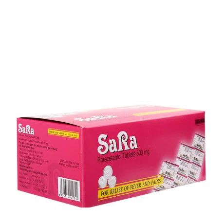 Viên nén Sara 500mg điều trị các chứng đau và sốt từ nhẹ đến vừa (20 vỉ x 10 viên)