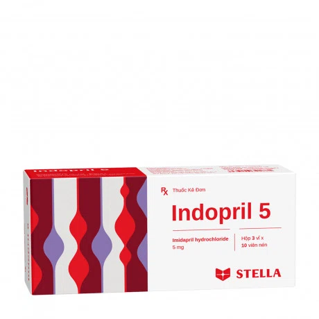 Intodril Injection Viên nén Indopril 5 Stella điều trị tăng huyết áp (3 vỉ x 10 viên)