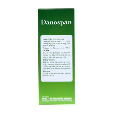 Siro Danospan 0.7g/100ml trị viêm đường hô hấp kèm ho, bệnh lý viêm phế quản mạn tính (chai 100ml)