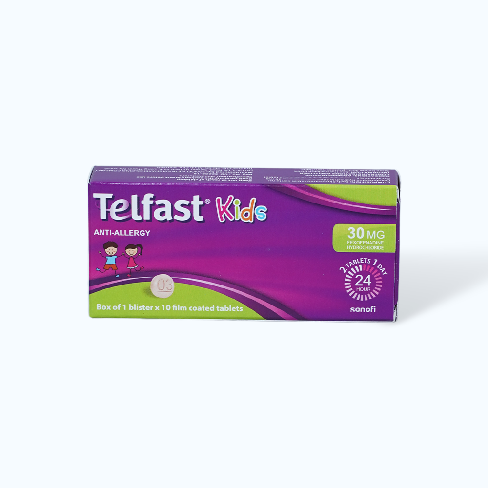 Viên nén Telfast Kids 30mg trị viêm mũi dị ứng, mày đay (1 vỉ x 10 viên)