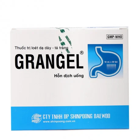 Hỗn dịch Grangel 10ml trị viêm loét dạ dày tá tràng, trào ngược dạ dày thực quản (20 gói x 10ml)